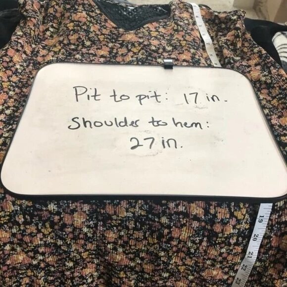 Xhilaration Floral Print Mesh Back V Neck Dress Black Womens Small - Picture 6 of 6